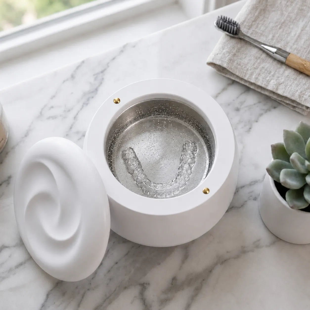 YouvaWave™ — Le nettoyeur à ultrasons spécial gouttières & Invisalign®